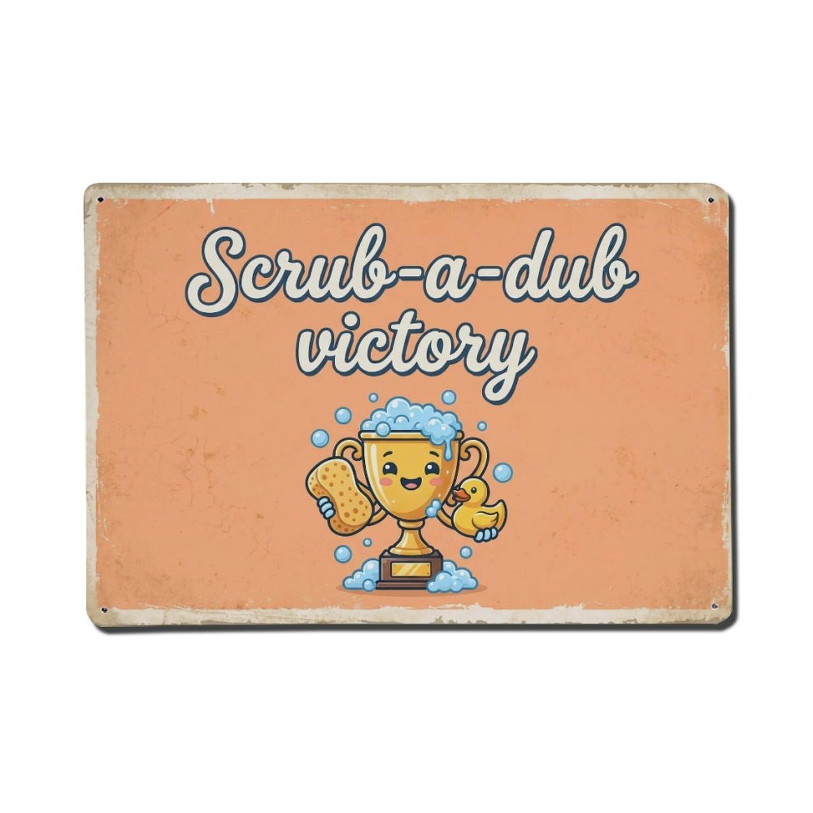 Olhnbad Style Scrub A Dub Victory Hand Washing Quote Cartoon Metal Tin Sign