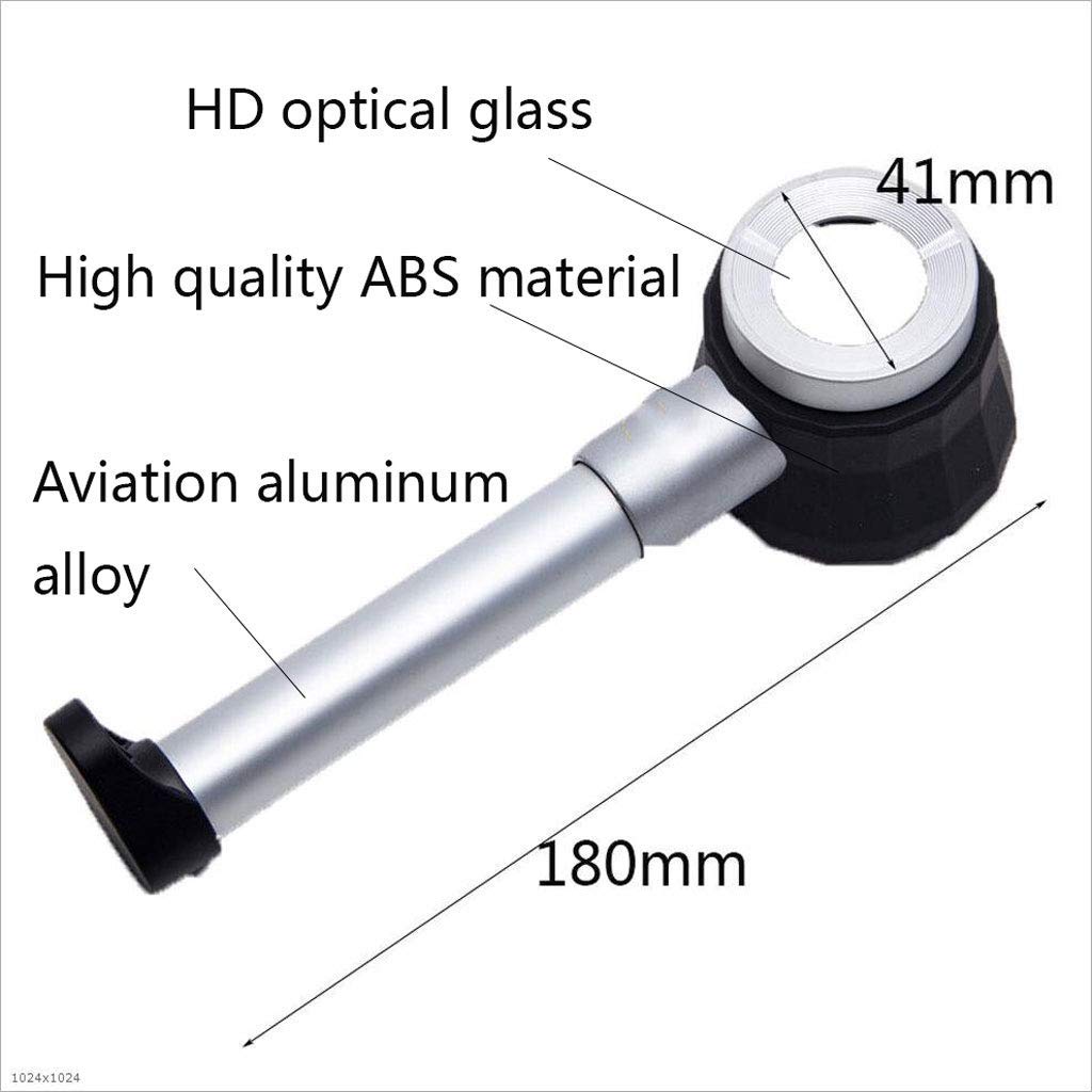 Lupa 30X Vidrio con Escala y Luces LED Lupa iluminada de Mano Super Alta claridad Ligera de Mano