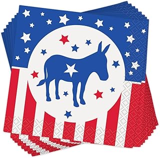 Democratic Party Beverage Paper Napkins | 5" x 5" | 16 Pcs