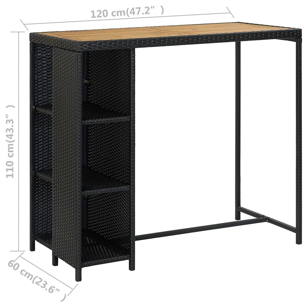 Ensemble de Bar de Jardin 5 pcs Résine tressée Noir Toshilian