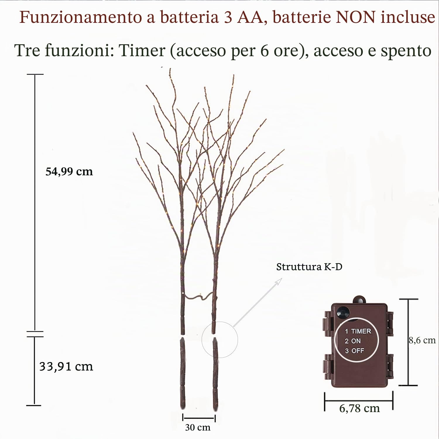 Hairui Rami di Salice Illuminato Marrone Decorazione Luci 32in 100LED Batteria Ramoscello Branch Luci illuminato per vacanze Decor Interno ed Esterno 2 Pachi(vaso escluso)