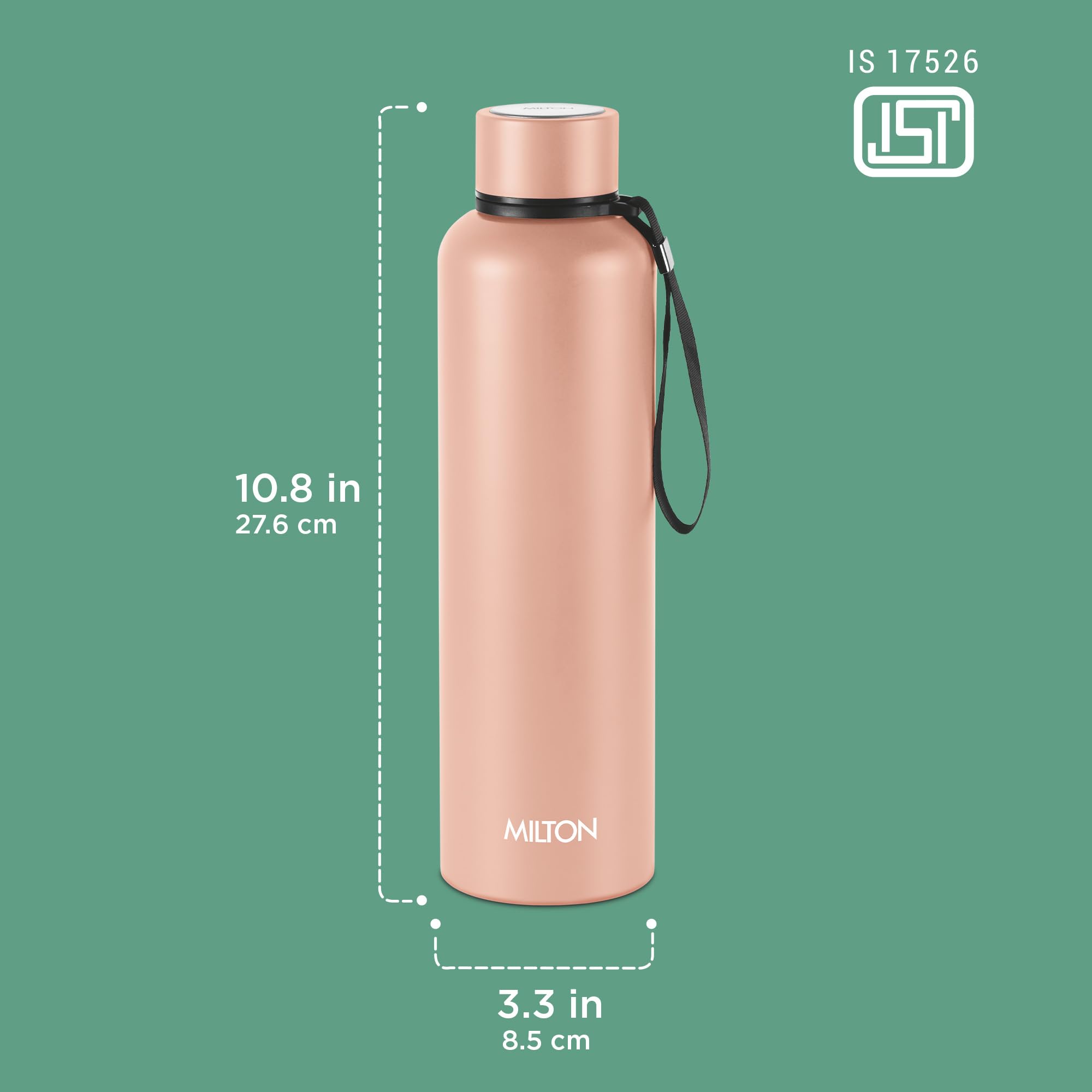 Milton Aura 1000 Thermosteel Flasche, 1,05 Liter, Beige | 24 Stunden heiß und kalt | leicht zu tragen | rostfrei & auslaufsicher | Tee | Kaffee | Büro | Fitnessstudio | Zuhause | Küche | Wandern |