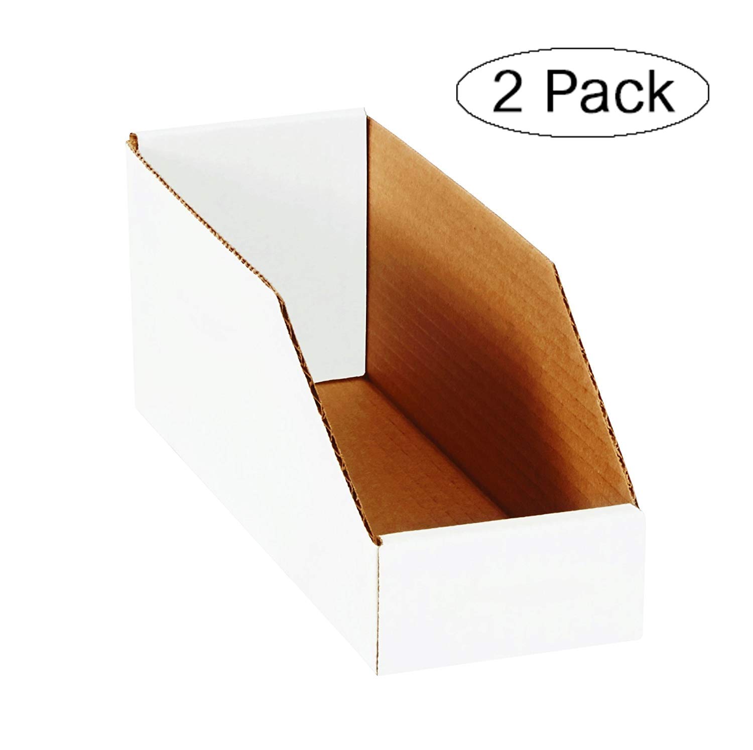 Ship Now Supply SNBINMT412 Open Top Bin Boxes, 4.5" Height x 12" Length x 4" Width, White (Pack of 50) (Twо Расk)