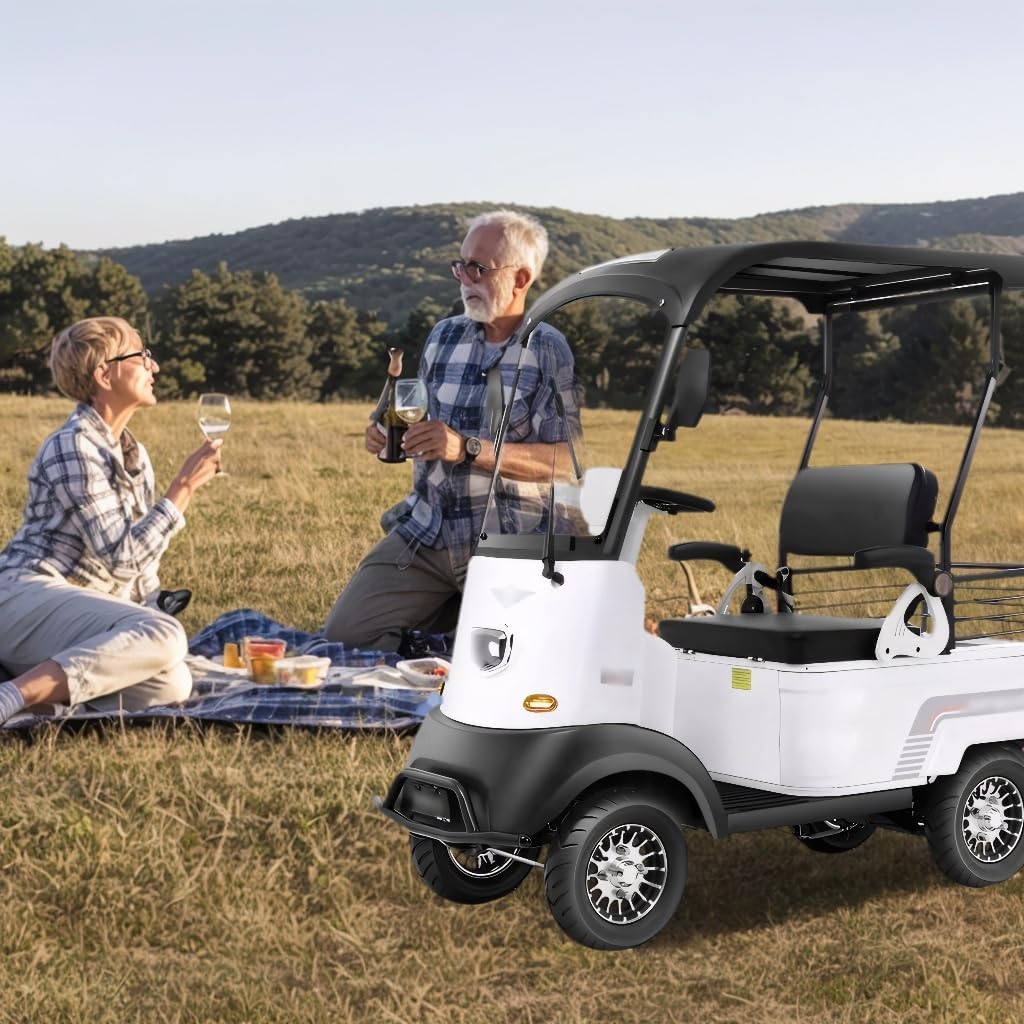 Electric Golf Carts, 4 Wheel Courtesy Car for Seniors with Storage Box, Farm Load Truck for Seniors and Adults Comes, Heavy Duty Golf Cart
