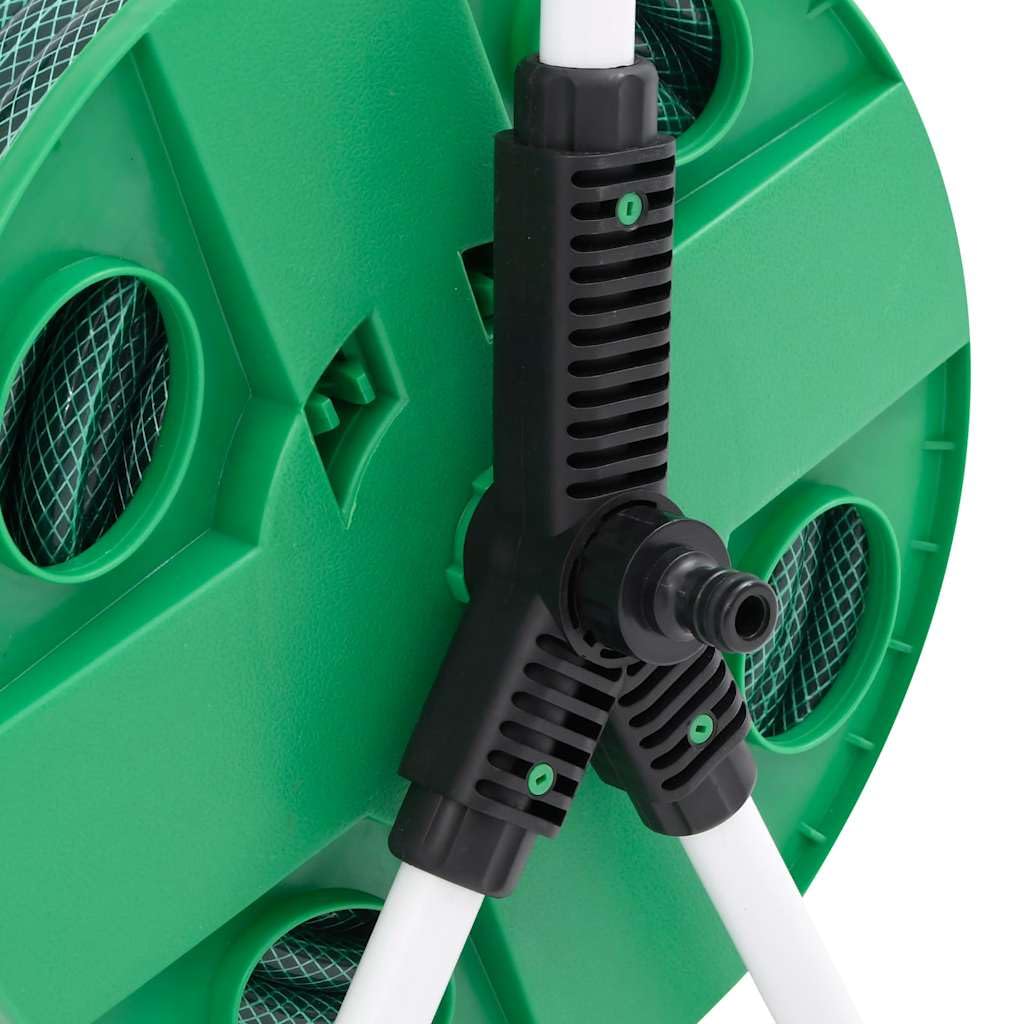 Carrete de Manguera de pie con Set racores PVC Verde 0,75" 20 m,Accesorios de Organización y Almacenamiento de Herramientas,Soporte de Manguera de jardín,6.34kg-3281513