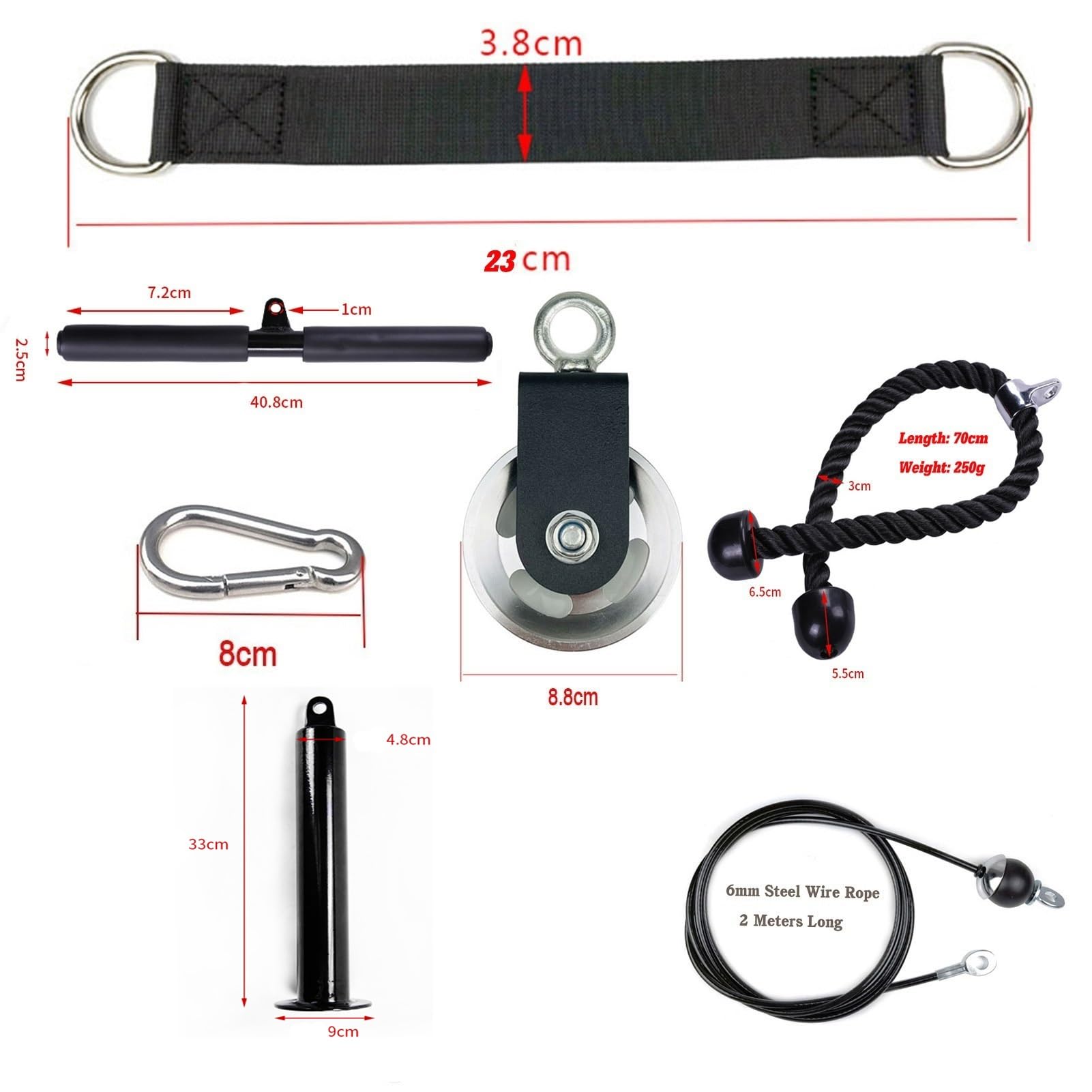 Sistema De Polea De Cable, Accesorio De Polea De Cable For Fitness, Equipo De Gimnasio En Casa For LAT Pull Down, Hombros Y Espalda
