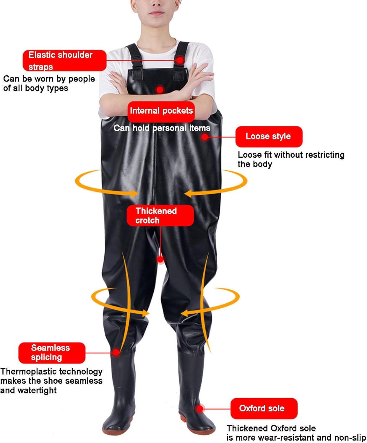 Men's Chest Waders, High Waist Waterproof Hunting Waders, with Boots Neoprene Fishing Waders for Fly Fishing Outdoors