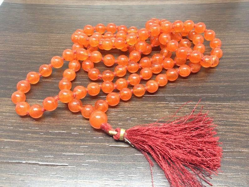 Collier Mala 108 perles cornaline contre stress et blocages - 5