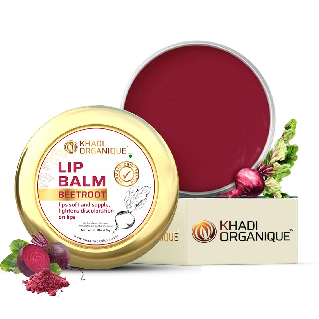 Khadi Organique Herbal Beetroot Lip Balm for Dry, Damaged & Chapped Lips | Hydrating & Nourishing Lip Balm Enriched with Cocoa Butter, Shea Butter & Essential Oils for Pink, Glossy & Soft Lips - 5gm-image-44