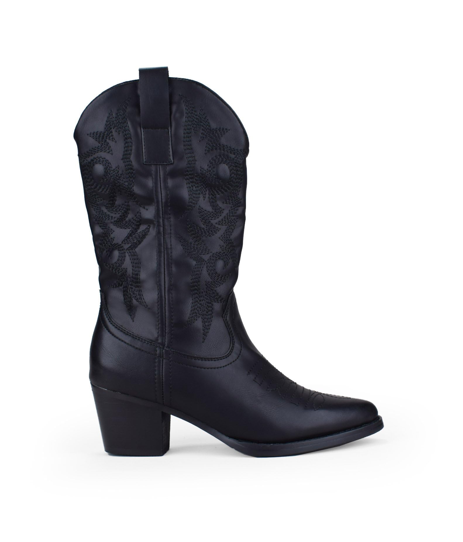 BOSANOVA Bota Estilo Cowboy con Detalle de Costuras Decorativas a Tono en la caña, tacón de 5'5 cm y Cierre con Cremallera Lateral. Calzado para Mujer