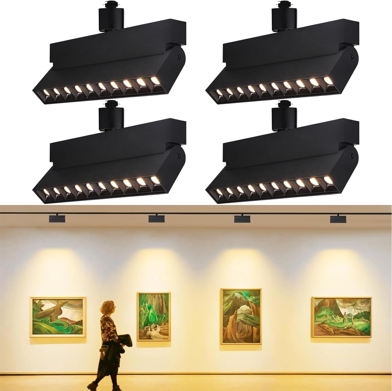 Cabezales de iluminación LED regulables de 24 W, para rieles de rieles tipo H, CRI90, 1300 LM, 100-277 V, accesorios de iluminación de techo ajustables sin parpadeo para cocina, 3000 K blanco