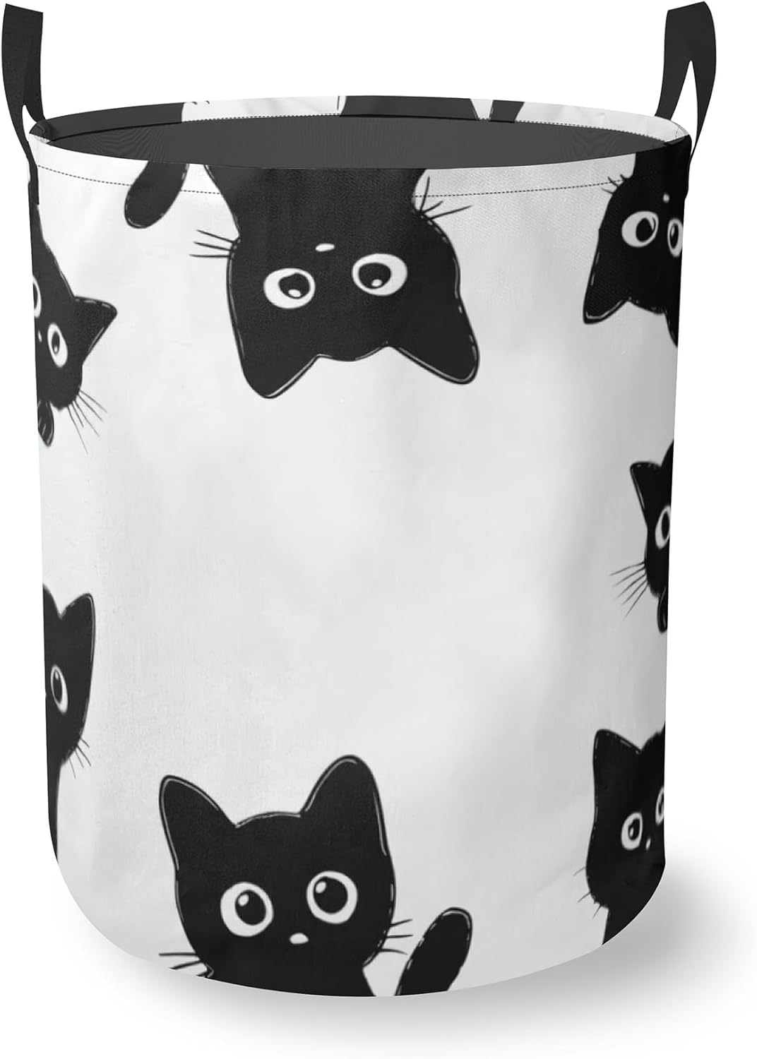 Laundry Hamper Foldable Oxford Cloth Cute Black Cat Laundry Basket With Handle Portable Clothes Storage Organizer Basket Storage Bag For Laundry Room/Bedroom/Bathroom