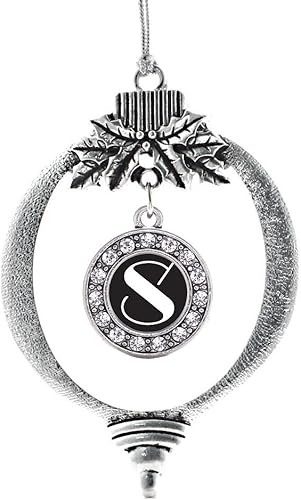 Miniatura 105 de Inspired Silver - My Vintage Initials - Adorno con dije de letra V - Adornos navideños de círculo plateado con joyas de circonita cúbica