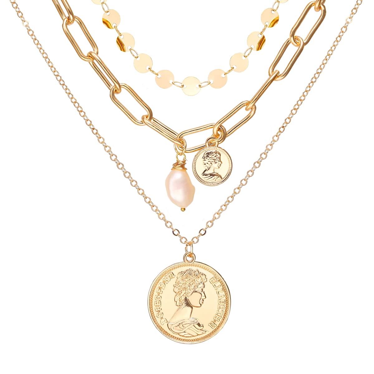 Shining Diva Fashion Latest Multilayer Western Neckpiece Neck Chain Necklace for Women and Girls, golden (A12900np) (B09JGM4WVL) Amazon Price History, Amazon Price Tracker