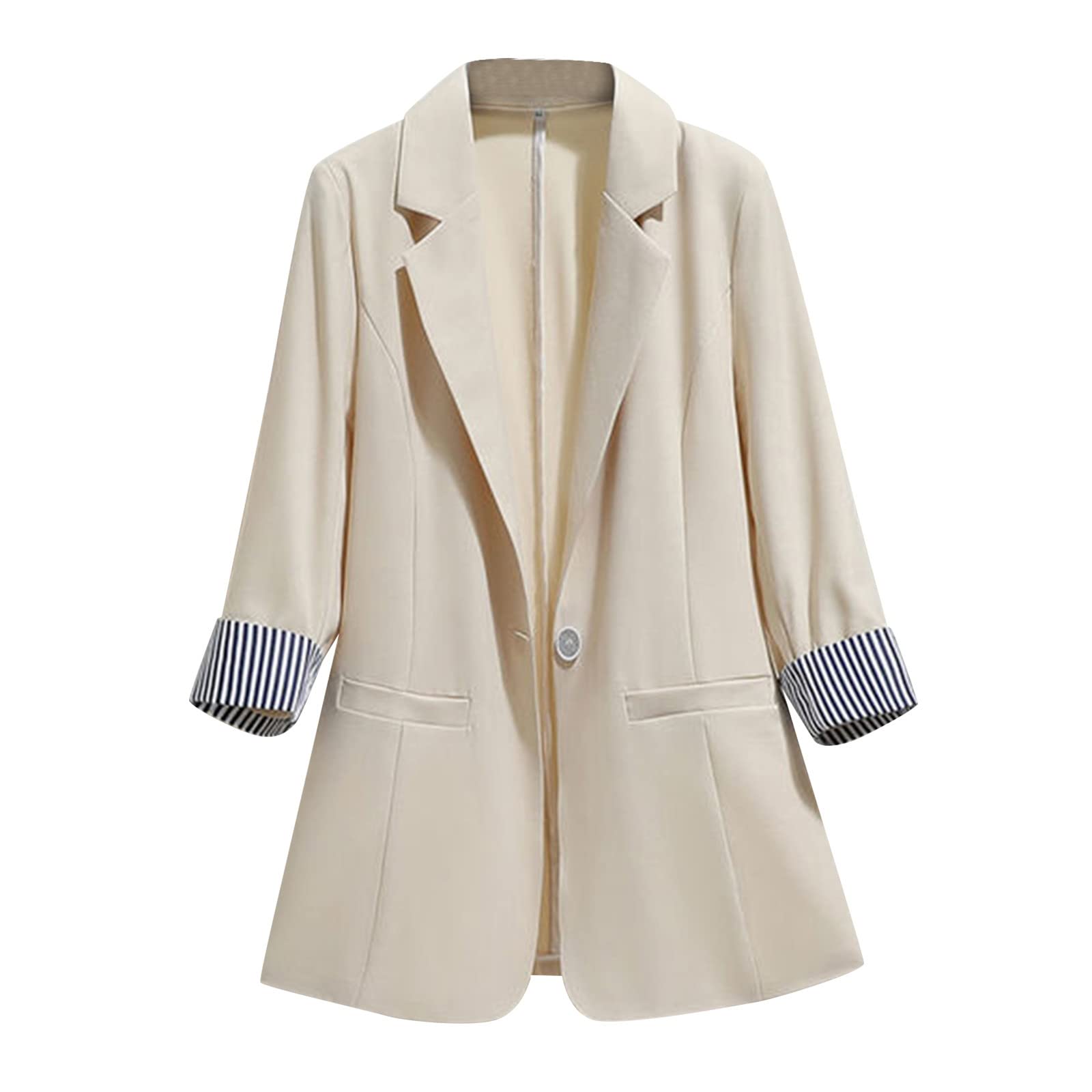 Generisch Blazer élégant pour femme - Veste de costume décontractée - Couleur unie - Manches longues moyennes