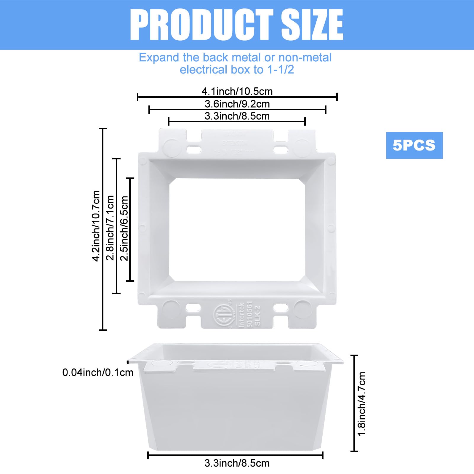 YEXEXINM 5-Pack Outlet Box Extenders - 2-Gang & Single Gang, With 20 Screws