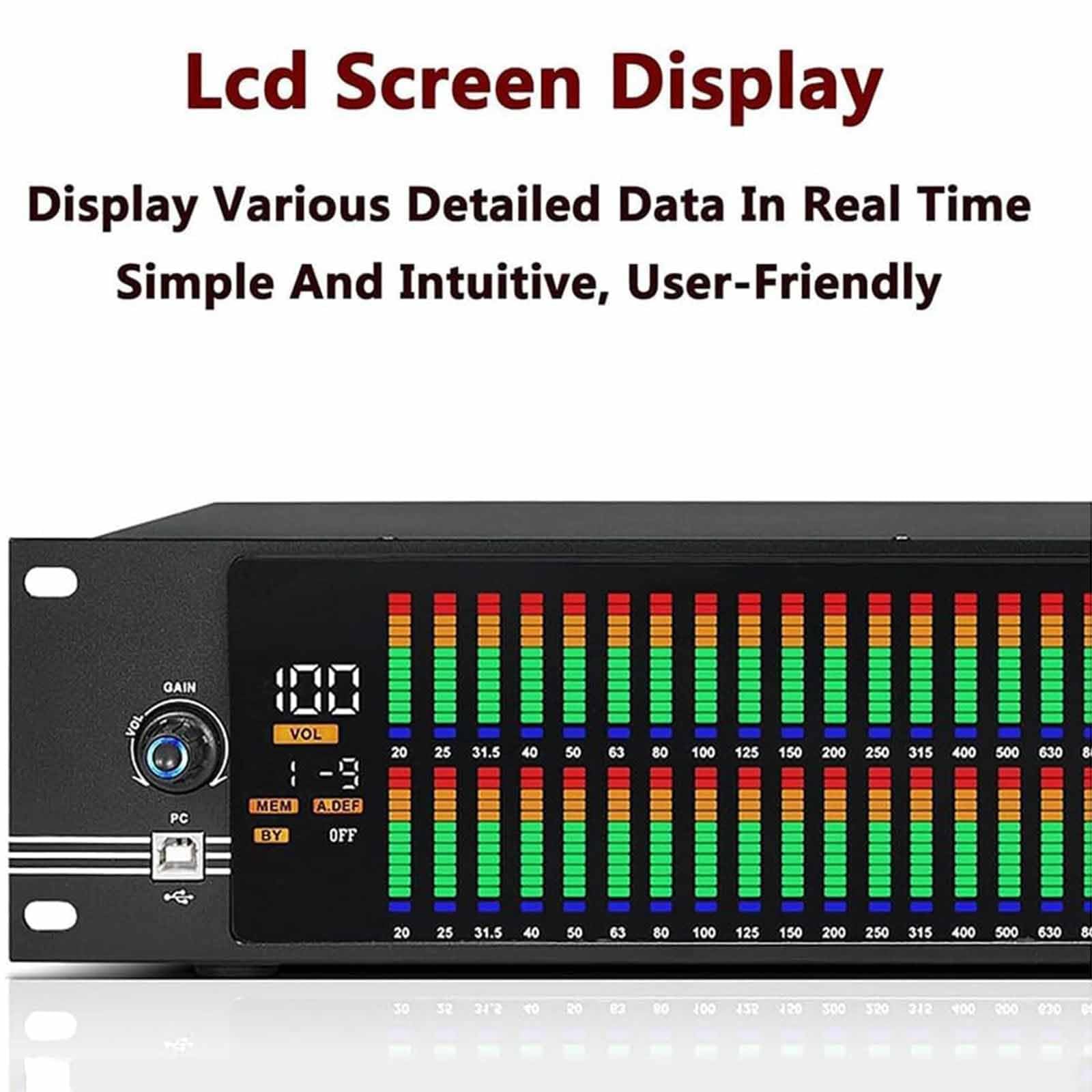 Equalizzatore grafico stereo a 31 bande con riduzione del rumore, 10 preset, killer automatico del feedback e controllo indipendente dei bassi/medi/alti per prestazioni dal vivo e studio