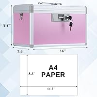 Vista 11 de Medicine Box, First Aid Safe Medication Storage Box,Layered Aluminum Daily Medicine Cabinet,10.2" x 6.2" x 7.7", Pink