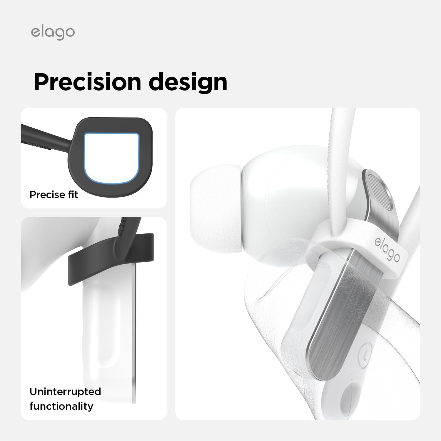 elago Uchwyty na Uszy do Galaxy Buds 4/4 Pro | Antypoślizgowy, Ergonomiczny Design, Wygodne Dopasowanie, Bezpieczne Użytkowanie (Biały)
