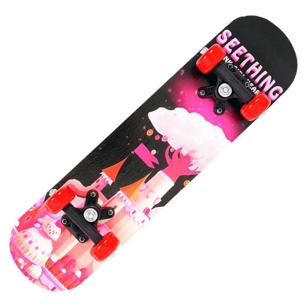 Plantain 23.62 Inch Mini Wooden Cruiser Graphic Beginner Kids Skateboard Complete Skateboard for Boys and Girls Natural Wood Fully Assembled/Color Castle