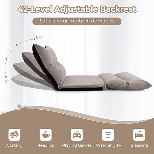 Miniatura 4 de SPORFIT BETTARY Sofá cama de suelo, sofá cama convertible con respaldo ajustable y reposacabezas, colchón plegable, tumbona de invitados para