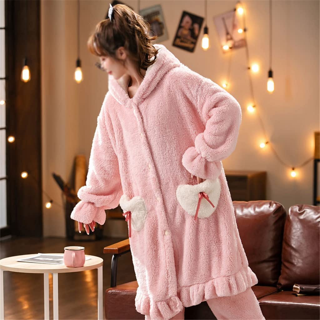 Lady Olga Ladies Coral Fleece Robe - Pink Purple Long Sleeve Dressing Gown