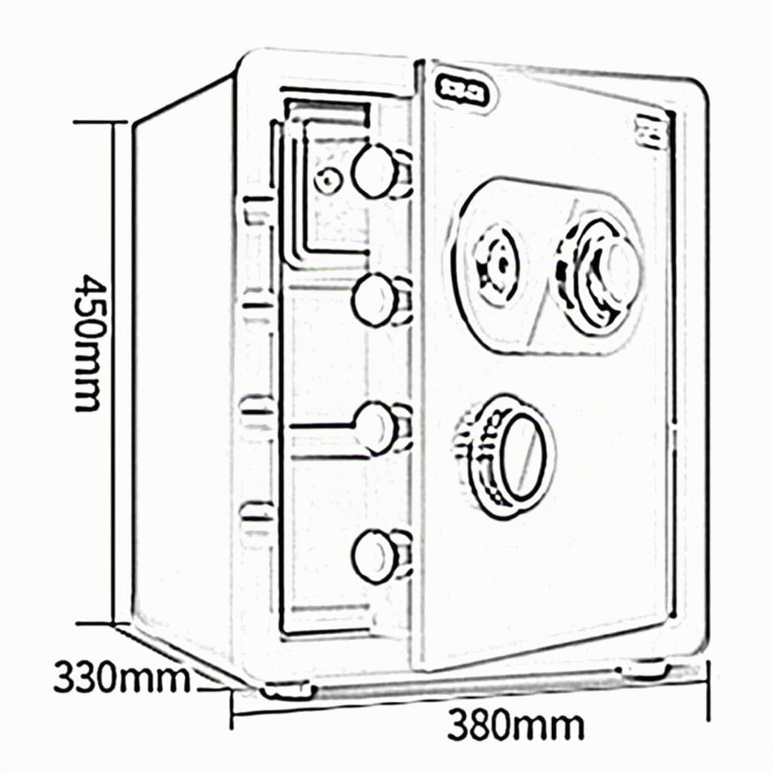 SURTA Caja fuerte de alta seguridad de acero de aleación con cerradura mecánica de combinación resistente al fuego y al agua, 45 x 38 x 33 cm, doble protección con llave, para oficina y hogar