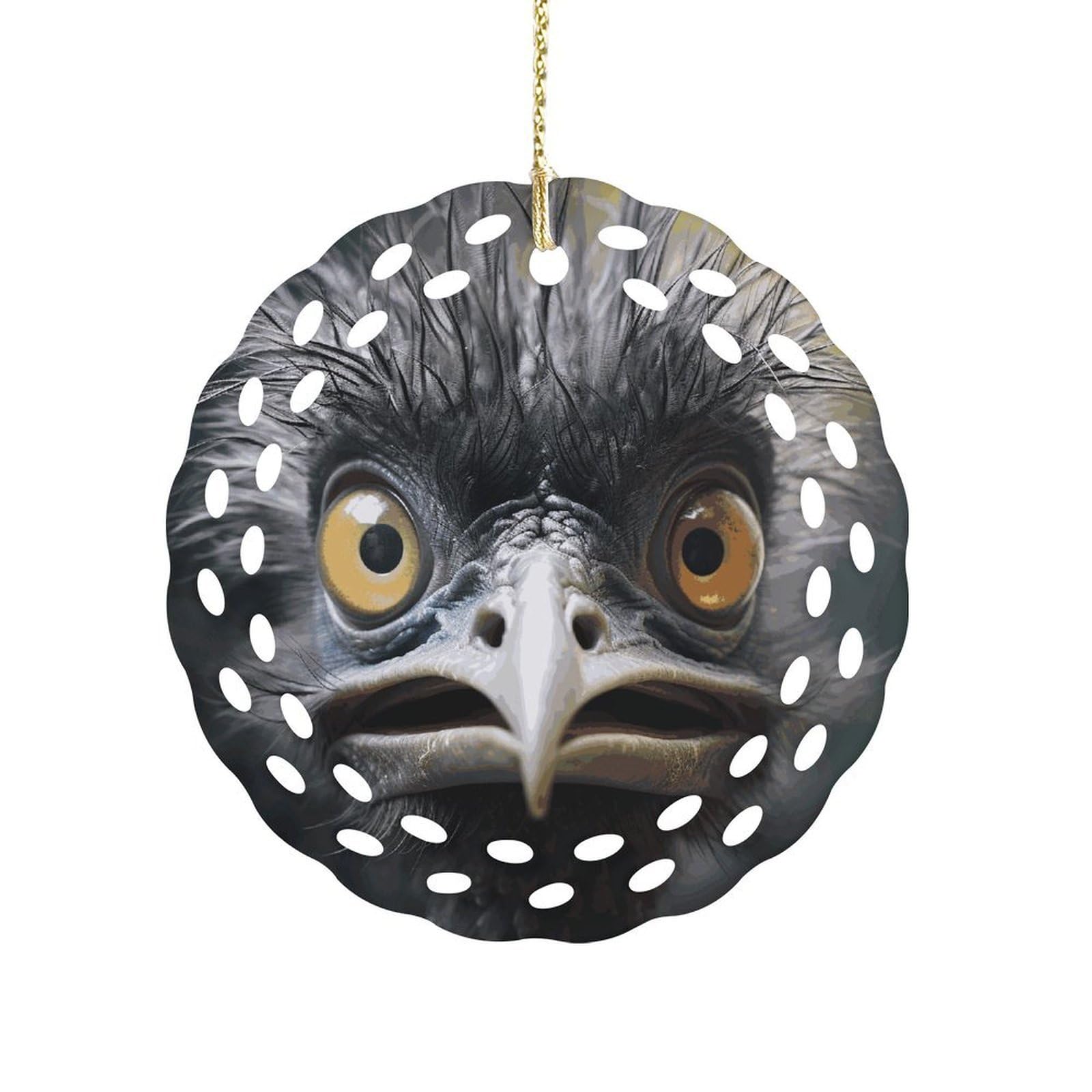 Fodpand Women's Style Emu Ceramic Ornament For Home Decor 3.2" Round Tree Decoration Christmas Ornaments For Men Double-Sided Design
