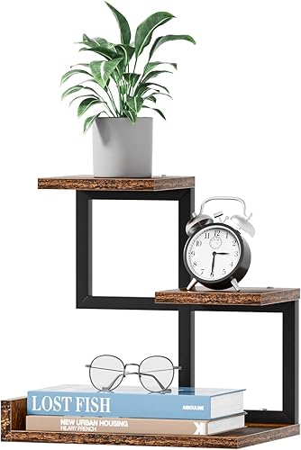 Gannyfer Wood Desktop Shelf - Freestanding Small Bookshelf Desk Supplies Organizers, 3 Tier Storage Display Rack Office Decor, Stand Shelves with