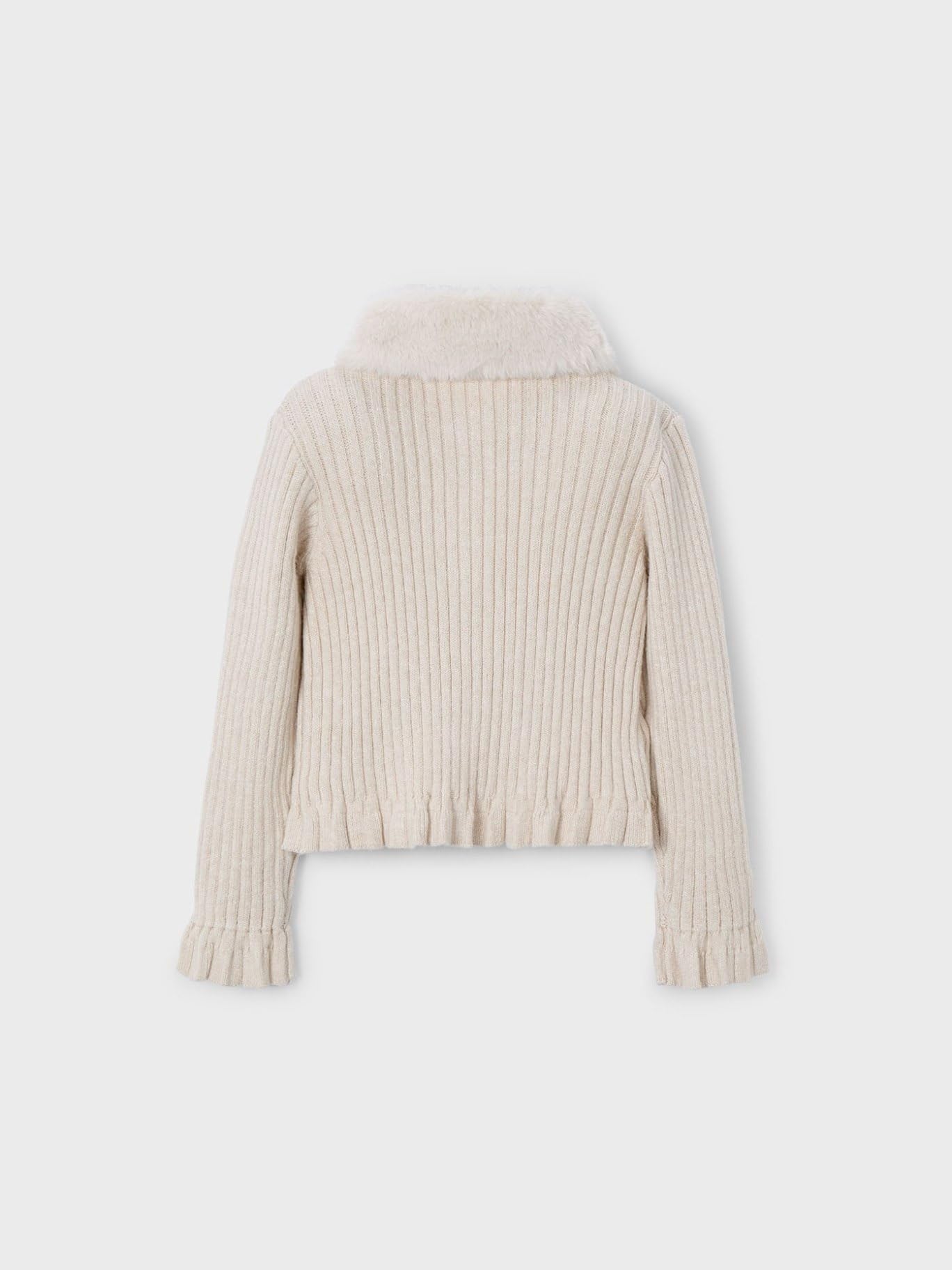 Mayoral Cardigan Tricot Colletto pell per Bambine e Ragazze Sabbia