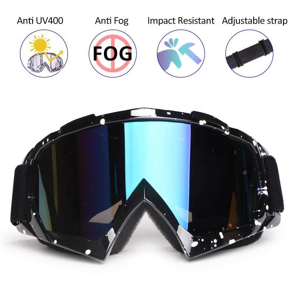 Gafas de motocicleta YOHOG Dirt Bike Gafas Motocross Gafas ATV Anti UV a prueba de polvo Bendable Gafas de equitación Gafas de protección de los ojos Anti niebla Racing Gafas Lente de color (color)