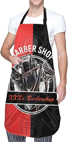 Miniatura 2 de MLIANCEN Delantal de peluquería personalizado para hombres y mujeres, delantal de peluquería con texto personalizado con bolsillos, delantal