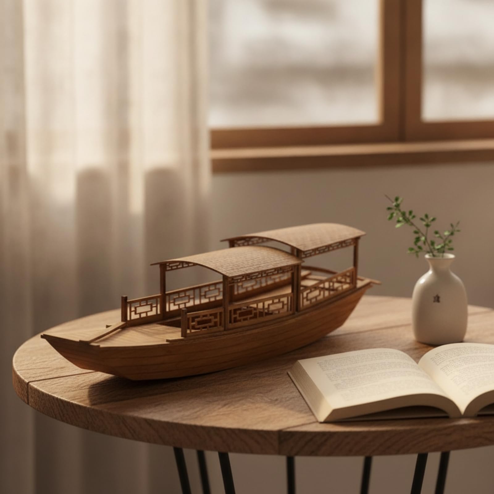Chosertory Modellino Barca Tradizionale Cinese Kit Barca in Legno Barca Peschereccio Scafo Legno Progetto Hobbistico Gratificante con Riproduzione Accurata, A Fishing Boat