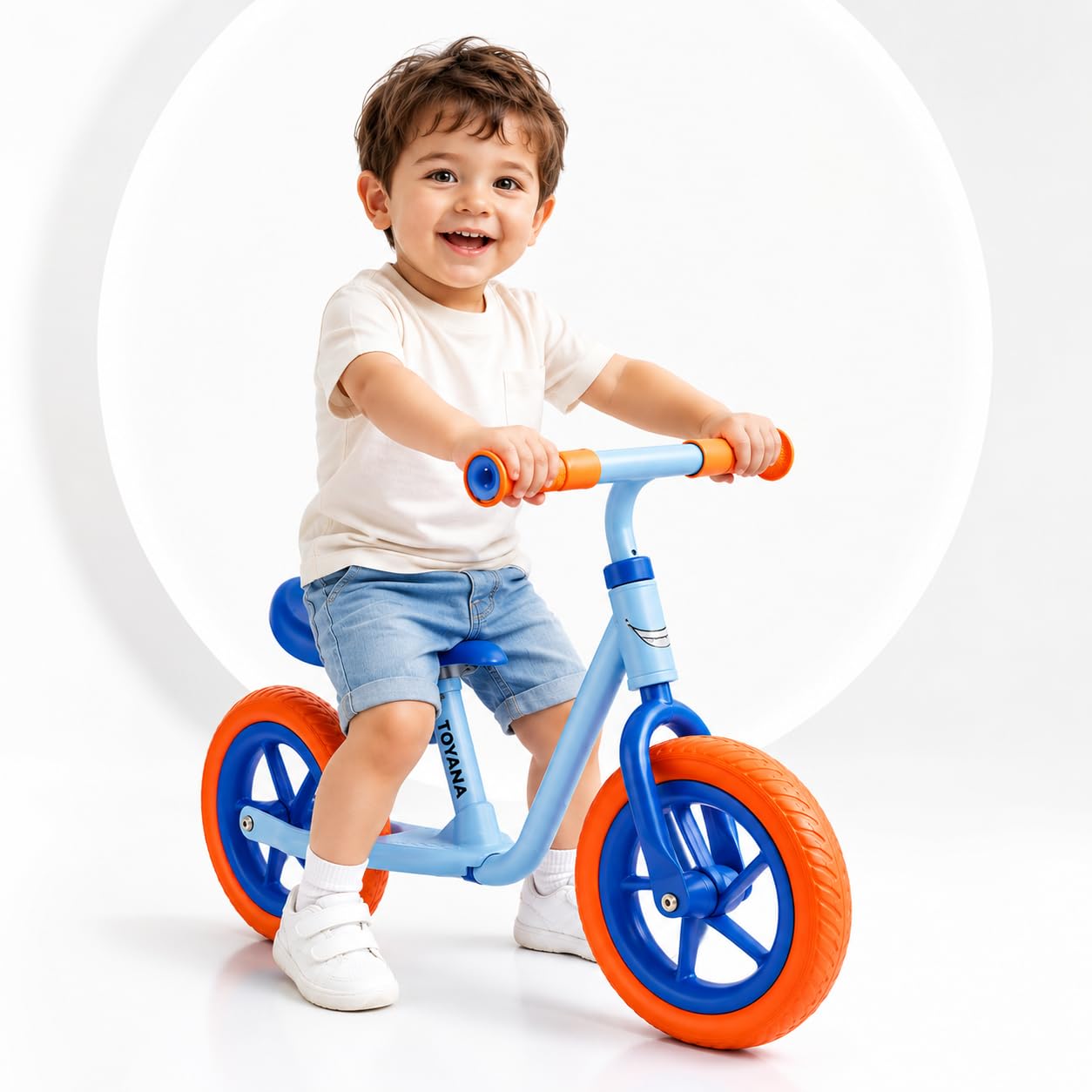 Toyana Toddler Balance Bike - No Pedal Training Bike with Lightweight Metal Frame, Adjustable Seat & Handlebars, Puncture-Free Tyres, First Ride Bike for Children 18-48 Months