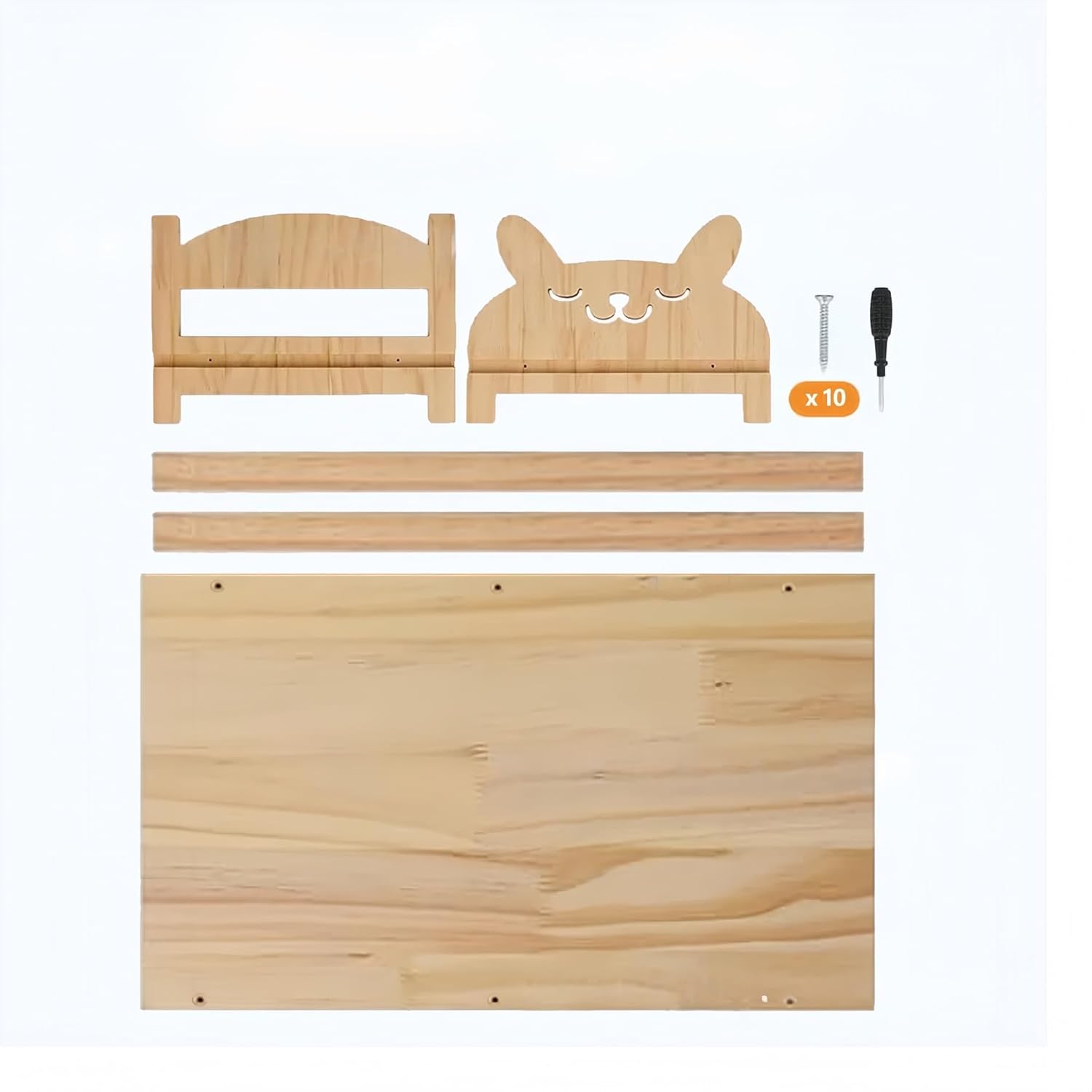 Large Wooden Rabbit Bed with Soft Padding, Foldable Rabbit Bed for Guinea Pigs, Hamsters, Ferrets, Chinchillas, Kittens and Puppies. Detachable Bed Suitable for Small Animal Habitats.