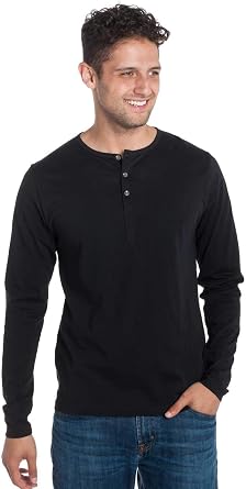 Ably Frank Mens Long Sleeve Henley | Repels Liquids, Stains, and Odors
