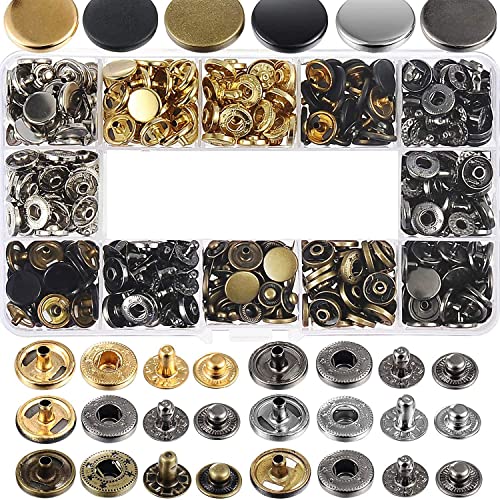 Image of DIY Crafts 5X Set, Normal Buttone, Random Buttone Kit for Repair Jeans Buttons Metal Button Snap Buttons Replacement Kit with Rivets and Plastic 1 Set (5X Set, Normal Buttone)