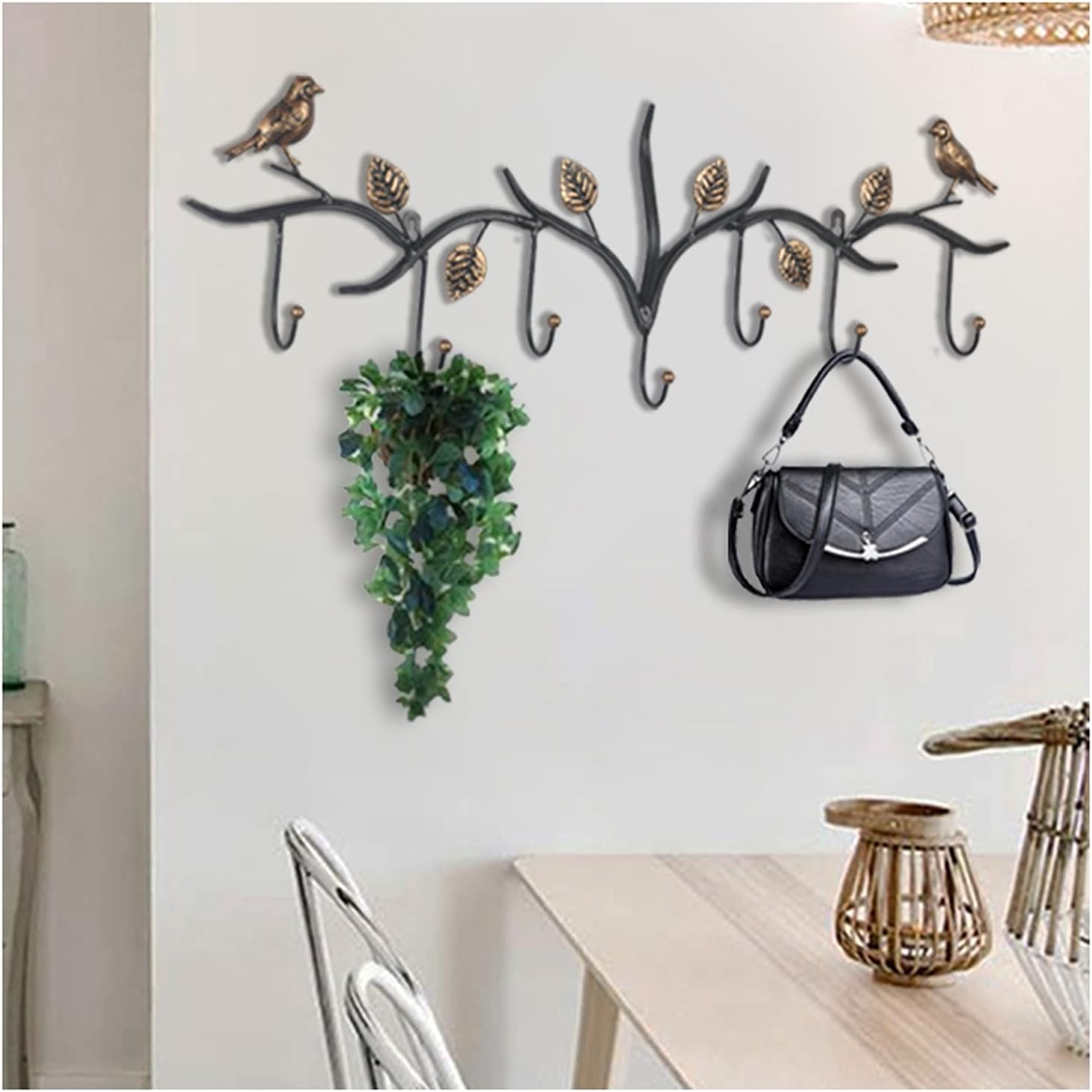 Clothes-hat Rack Entrance Hook Wall Nail Storage Living Room Sticky Hook Rack Room Door Back Clothes Hook Strong Bedroom Load Bearing Wall Hanger 70cm 82cm Coat Rack Cloak Rack(6hooks)