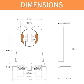 JESLED Non Shunted LED Tombstones - (Pack of 50) T8 Lamp Holder, UL Turn Type Tombstone Lampholder for T10 T12 LED Fluorescent Tube Replacement, Medium Bi-pin G13 Socket for Programmed Start Ballasts