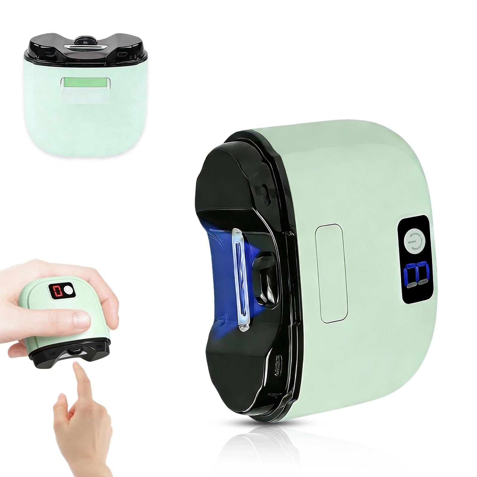 Tagliaunghie Elettrico, 3 in 1 Taglia Unghie Automatico, Ricaricabile Tramite USB con Luce LED, con Cavo di Ricarica e Spazzolino per la Pulizia, Adatto a Bambini e Adulti (Verde)