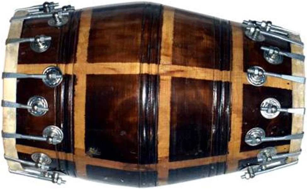 NSR TRADERS Handmade Wood Professional Dholak Indian Folk Musical Instrument 10