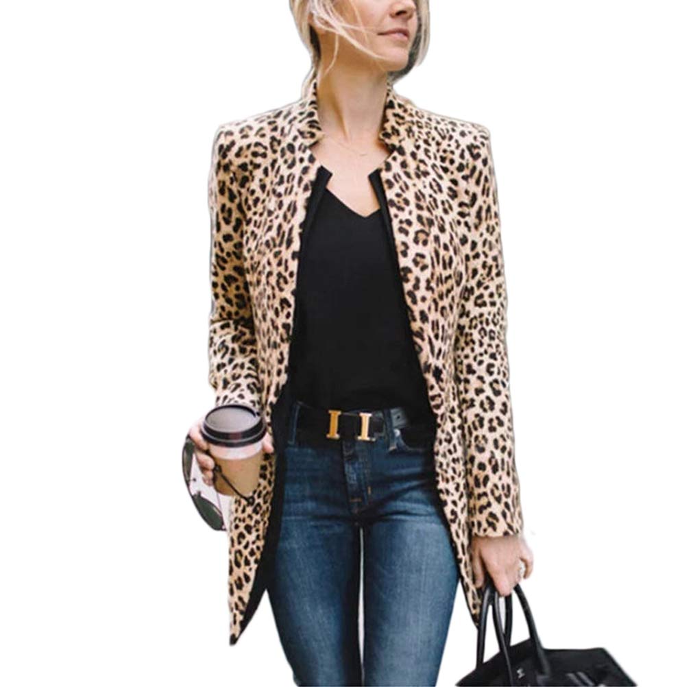Mikely storeWomen's Cardigan Jackets Long Sleeves Fitted Leopard Print Jackets Top