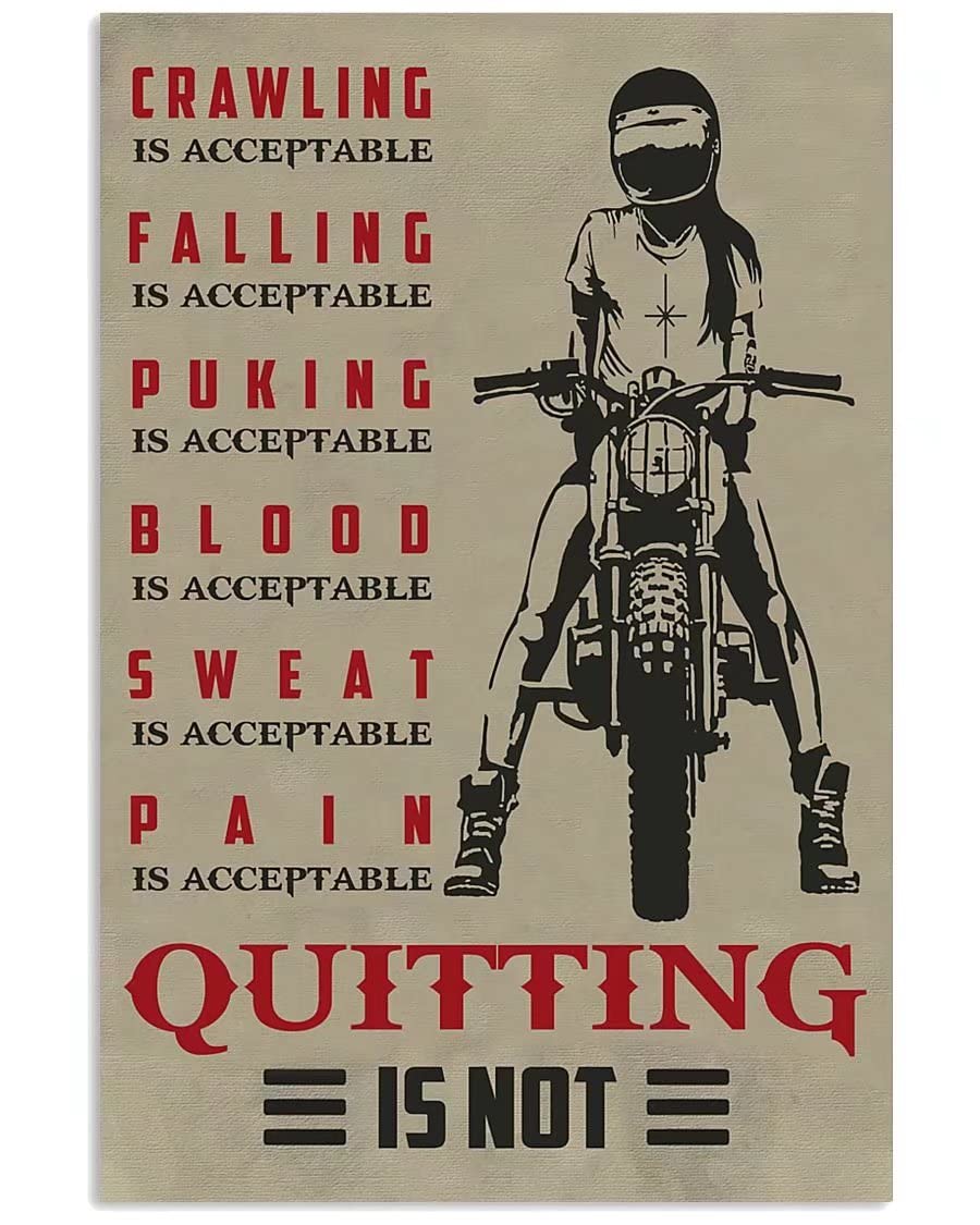 Motorcyclist Quitting is Not Metal Tin Sign Vintage Chic Art Decoration for Home Bar Cafe Farm Store Garage or Club 8x12 Inch