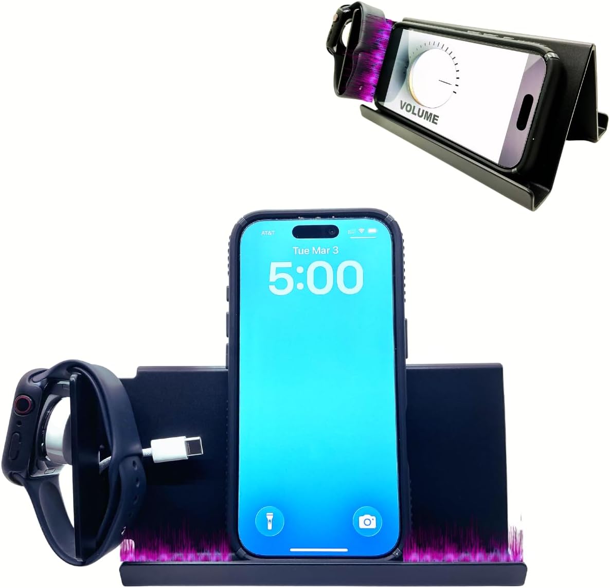 2 Pack Acoustic Phone Stand and Tablet Holder - Gaming Compatible Desktop Stand for Nintendo Switch 2, iPhone, iPad, Samsung Galaxy with Charging Station - Ultra Stable Won't TIP Over