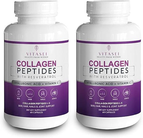 Suplemento de péptidos de colágeno con resveratrol-vitamina C, ácido hialurónico para elasticidad y firmeza de la piel, suplemento dietético para