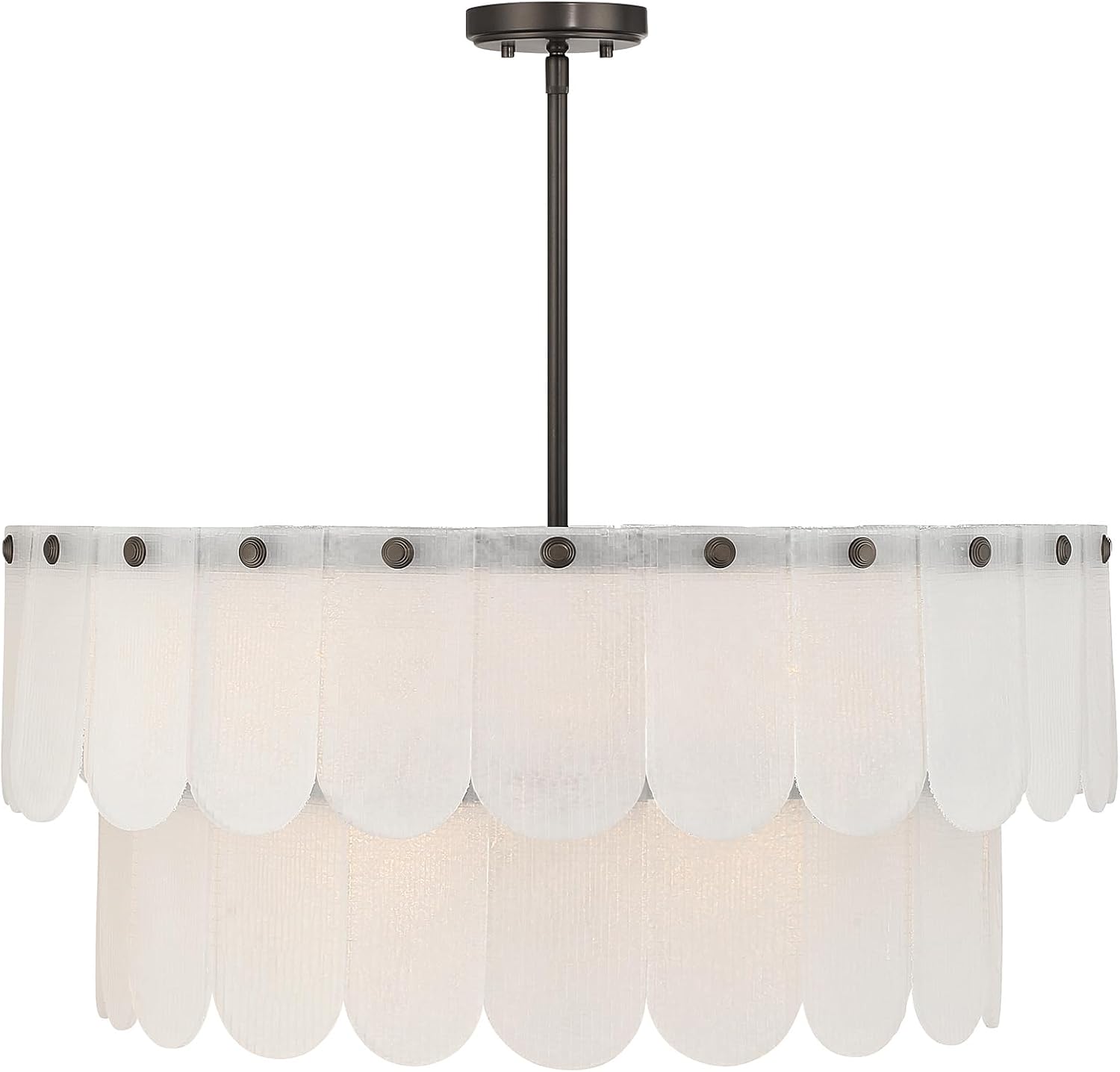 Savoy House 7-9800-10-15 Ashton Frosted Sugar Glass Two-Tier Pendant, 10-Light 600 Total Watts, 14" H x 30" W, Mediterranean Bronze