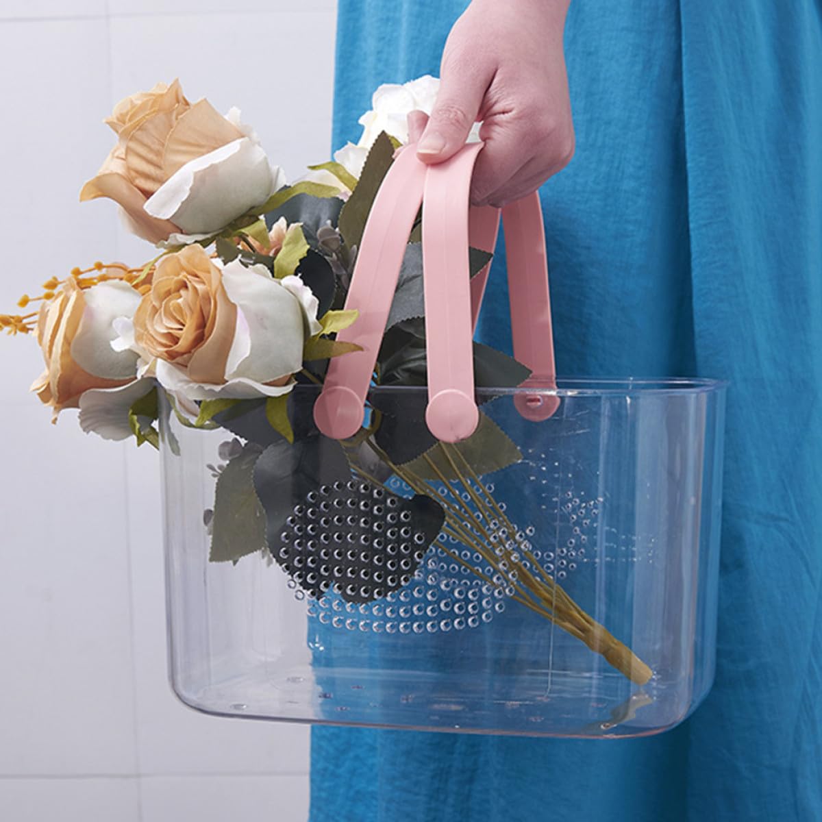 Cesta de Ducha de Plástico Reutilizable con Asas, Organizador Portátil para Baño y Cocina, Gran Capacidad y Diseño de Drenaje