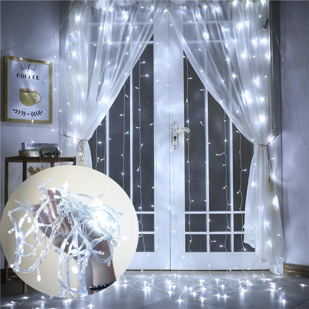 MAGGIFT 304 LED Curtain String Lights, 9.8 x 9.8 ft, 8 Modes Plug in Fairy String Light with Remote Control, Christmas, Backdrop for Indoor Outdoor Bedroom Window Wedding Party Decoration, Warm White : Garden & Outdoor