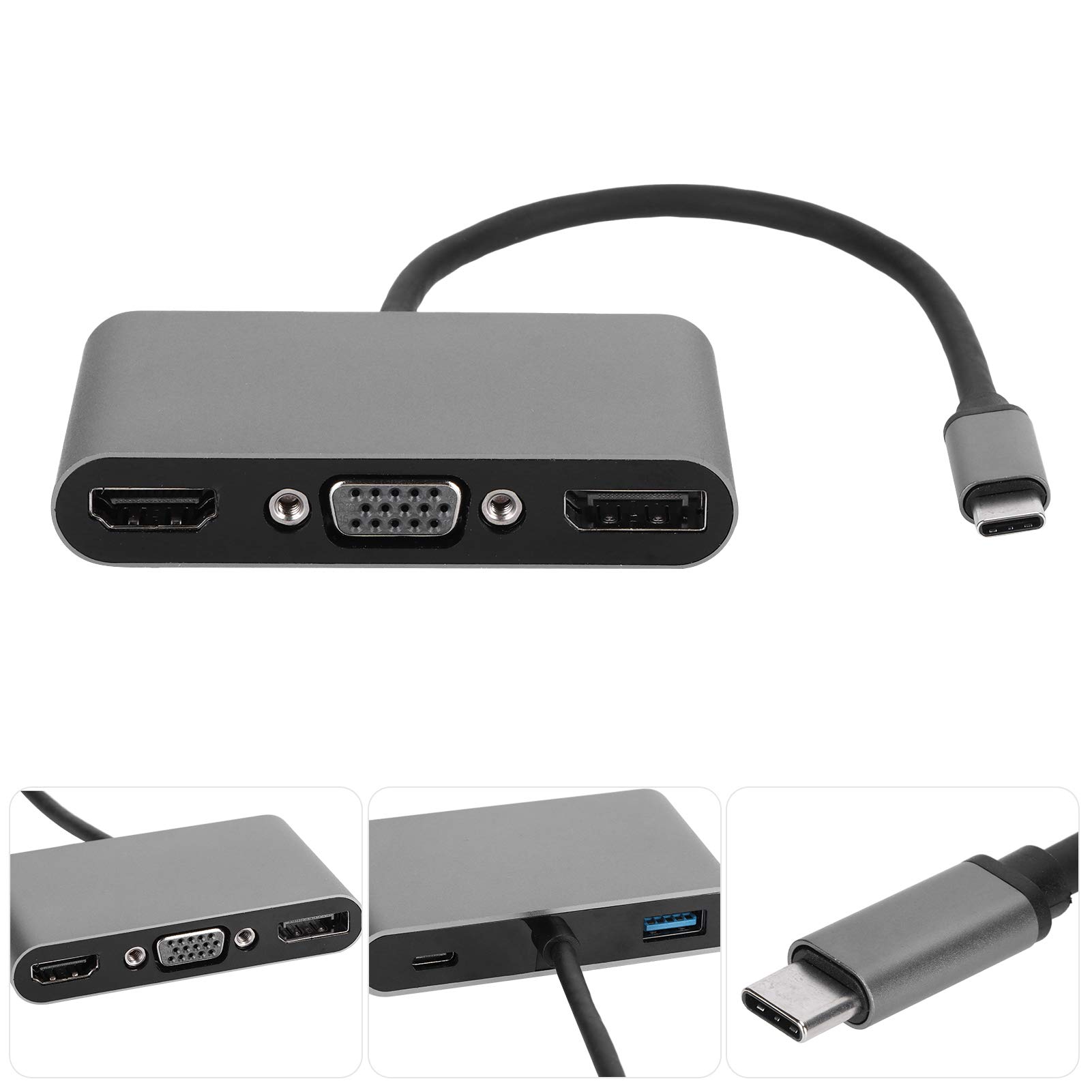 Docking Station 4K con Hub USB PD VGA, Adattatore Multifunzione di Tipo C per Notebook, Estensione Display Multischermo MST in Lega di Alluminio