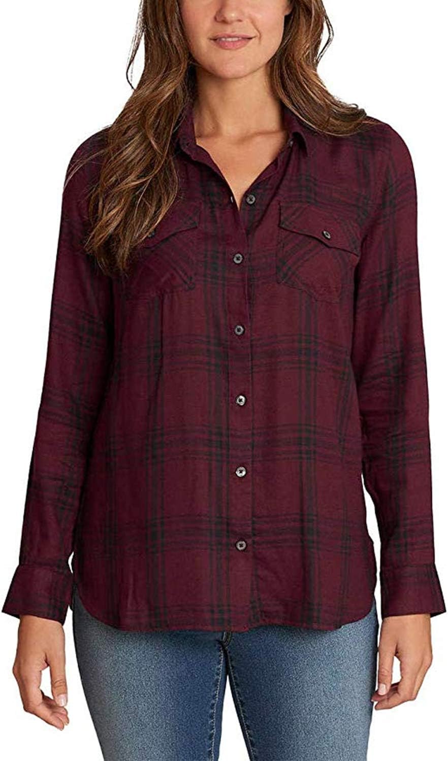 Jessica Simpson Petunia Button-Up Shirt (XXL, Red)